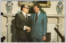 Jimmy Carter President White House Vintage Postcard Menachem Begin