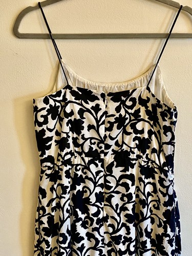 JCrew Maxi Vestido Forrado Cintura Elástica Blanco y Negro Talla 4 - Imagen 4 de 9