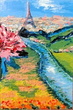 Eiffel Tower Cityscape – 12x8 Original Paris Riverside Impasto Painting