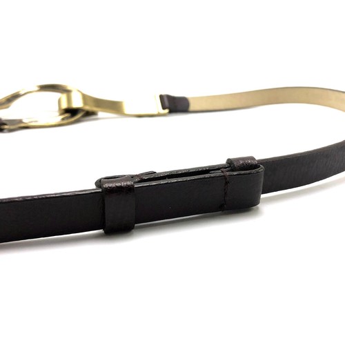 Cinturón de moda para mujer CHICOS talla S-M ajustable cuero negro tono dorado broche - Imagen 3 de 6