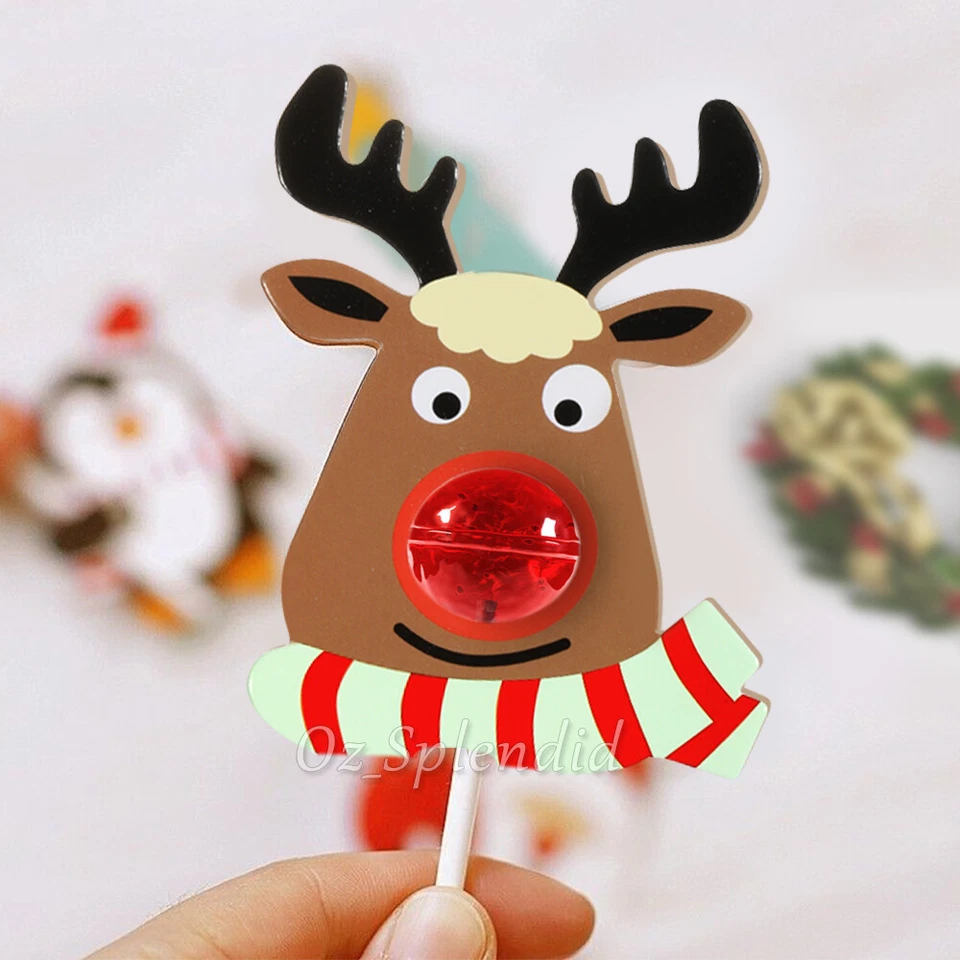 25-200pcs Christmas Elk Party Lollipop Lolly Sugar-loaf Paper Card Holder Xmas - image 2 of 4