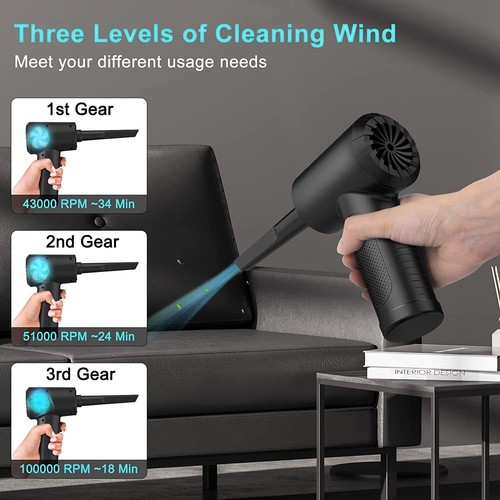Powerful 100000RPM Cordless Electric Air Duster Hi-Pressure Computer CarCleaning - Picture 4 of 13