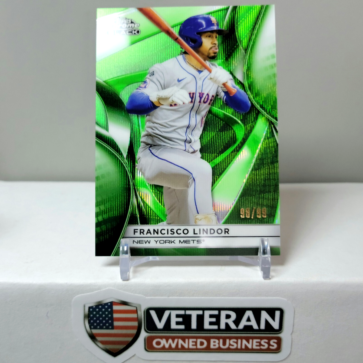 2025 Topps Chrome Black Francisco Lindor Green Wave 98/99 #22 New 