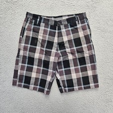 Burnside Shorts Mens Size 34 Black Gray Plaid Bermuda