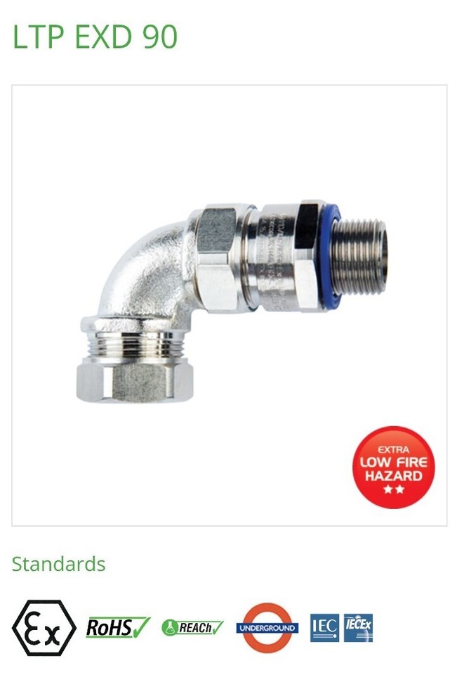 Atkore Flexicon LPT25M25EXD90 M25 90 Barrier Gland Flex. Conduit