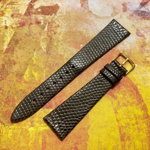 Flach konisch glänzend braun Eidechse 20 mm Vintage Uhrenarmband Made in Italy 1960er Jahre Neu aus aly - Bild 2 von 5