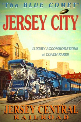Jersey City New Jersey Central Railroad Blue Comet Train Poster Art Print 042