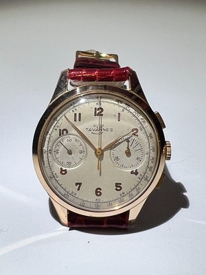 Tavannes Chronograph 37mm - Vintage Gold Laminated, Venus 152 Movement
