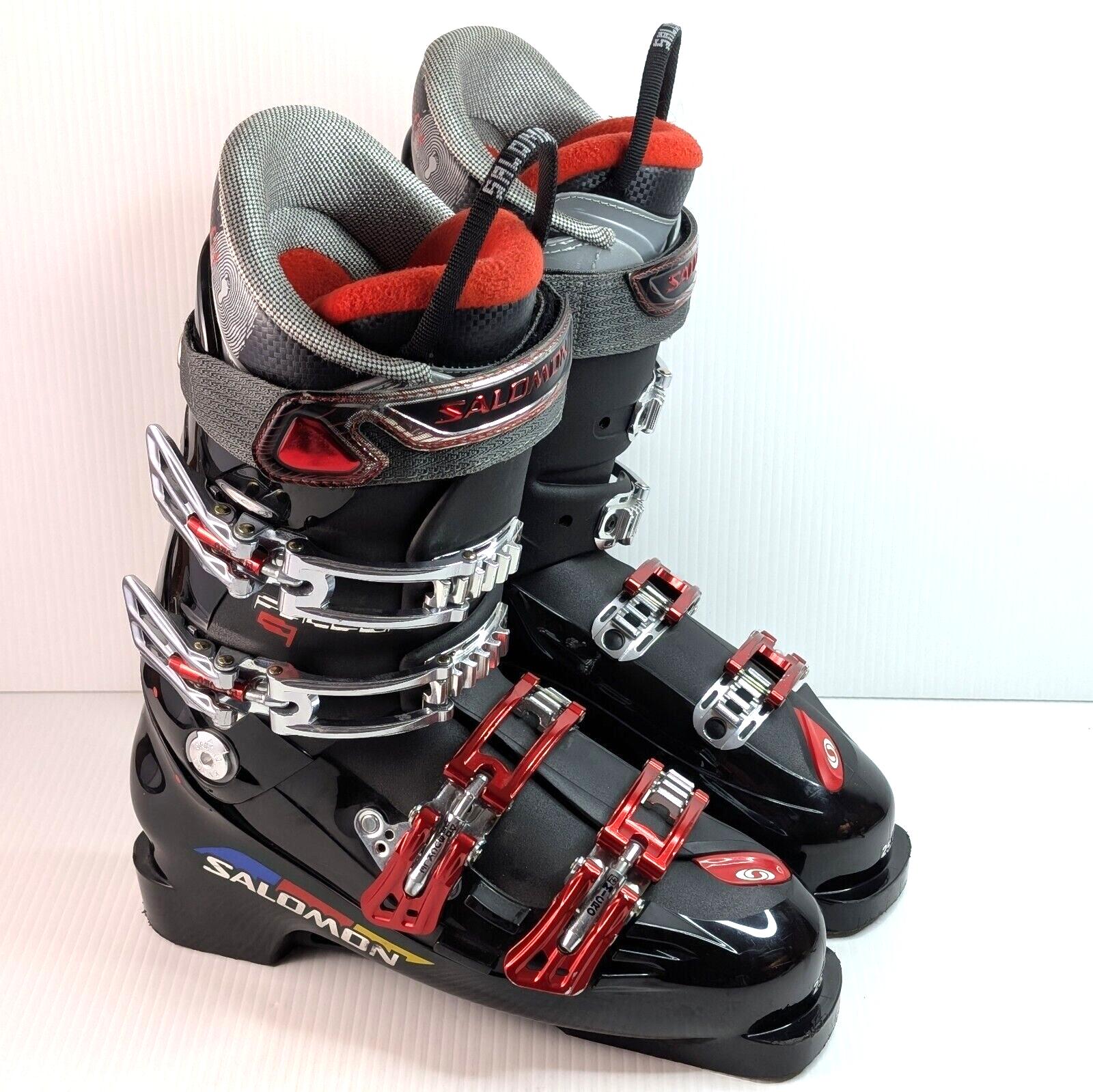 SALOMON FALCON 9 SCARPONI DA SCI ROSSI E NERI MONDOPOINT TAGLIA 25 5 US M 7 5 W 8 5