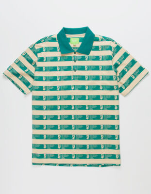 HUF Men's S/S Polo Shirt CARTWRIGHT PRINTED POLO - Tan - Large - NWT - LAST ONE