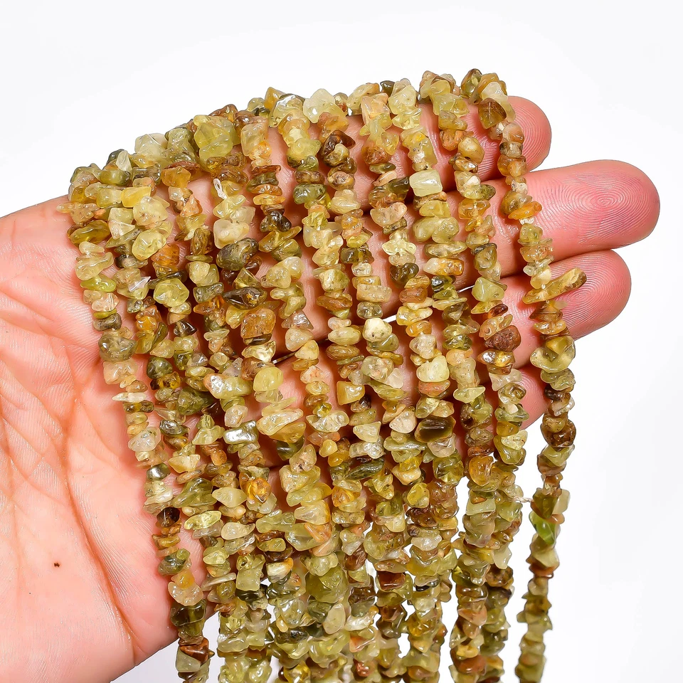 Cuentas de lujo de piedras preciosas de granate grosulares naturales sin cortar 4X6 8X4 mm hilo 34" usadas en excelente estado-270 Foto 3 de 3