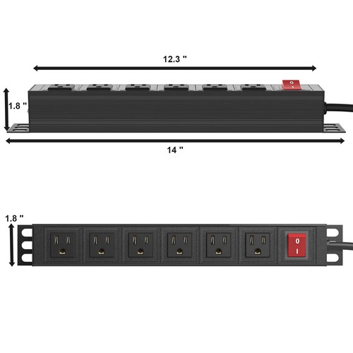 6 Outlet Power Strip, Metal Mountable Power Strip Surge Protector, Heavy Duty... - Picture 4 of 8