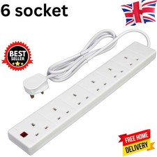6 Gang Extension Lead 3m Surge protected With Switched EXtention Lead UK stock
