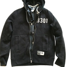 G-STAR RAW MEN'S BOBBY HOODED VEST KNIT JACKET BLACK MEDIUM US - LARGE EU