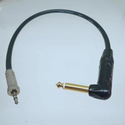 6.35mm 1/4"mono RA to 3.5mm 1/8" Screw Lock Guitar Cable For Sennheiser Wireless