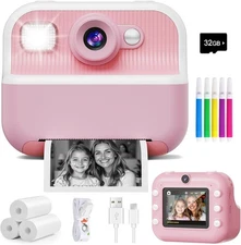 Instant Camera, Front Rear Dual Selfie Kids Camera with 1080P Videos, Holiday