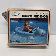 Vintage Intex The Wet Set 70" Inflatable HIPPO 1988 Ride-on NOS