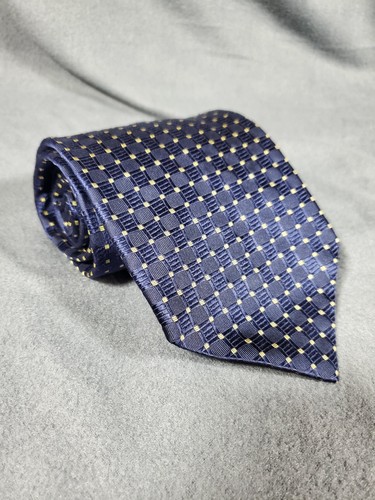 Cravatta uomo Brooks Brothers blu oro quadrati pura seta intrecciata in Italia Made in Italy - Foto 1 di 7