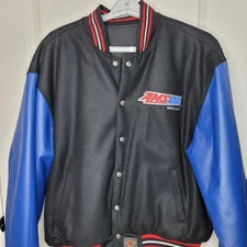 Vintage Amsoil Jacket Mens XL JH Design Wool Leather Racing Varsity Reversible