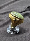 Large 14 karat gold men's "Good Fortune" jade ring (FBC8) — photo 4
