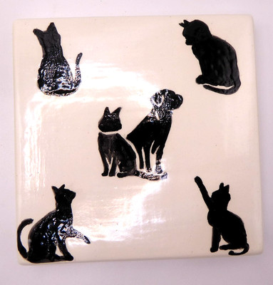 Ceramic Trivet Tiles -  Dogs, Cats, Squares or Circle Patterns