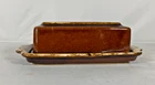 Vintage Hull Pottery Brown Drip Glaze 1/4 lb Stick Butter Dish & Lid
