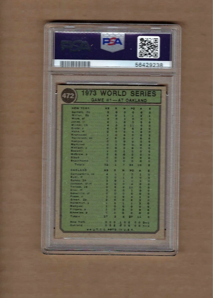 1974 TOPPS WORLD SERIES ИГРА 1 # 472 PSA 9 - Изображение 2 из 2