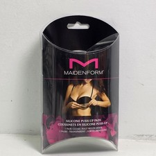 Maidenform Silicone Push-Up Pads 1 Pair Clear Half Moon Shape One Size Brand New