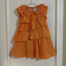 Mayoral Chic Girls Size 2 Orange Tiered Dress Ruffles