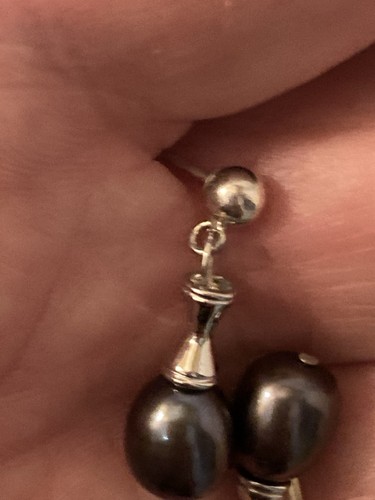 Honora Freshwater Collection SS Black Pearl Dangle Earrings - Picture 4 of 7