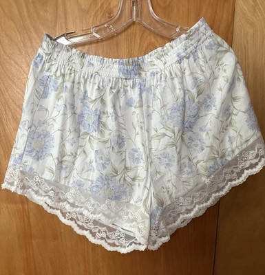 H&M Divided Floral Shorts Lace Trim Size M Sleepwear Lace Cottagecore