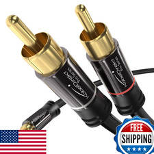 KabelDirekt RCA to 3.5mm Jack Adapter Cable 10ft Audio Y-Splitter Smartphone/TV