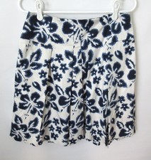 INC International Concepts blue floral cotton blend pleated skirt Sz 8 