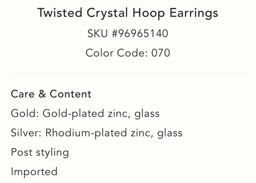 Anthropologie Twisted Crystal Hoop Earrings - Picture 5 of 6