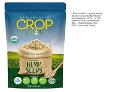 CROP BY POP - Semillas de cáñamo orgánicas para comer, corazones de cáñamo sin cáscara (16 OZ
