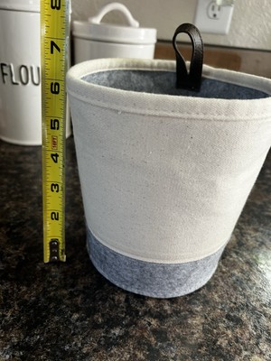 New Thirty One Felt Hanging Bin in Natural w/ Brushed Whisper Grey Pattern
