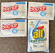 Bounce Unscented Fabric Softener Dryer Sheets Free  Gentle 3 2  All 5 sheets