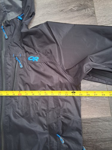 Outdoor Research Helium Ultralight Nylon Rain Jacket Black Blue Mens Size XL - Picture 9 of 13