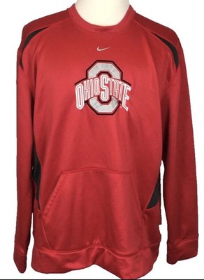 Nike Men's The Ohio State OSU ThermaFit Red Embroidered Crew Neck Sweatshirt XL