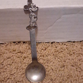 Disney Mickey Mouse Kids Silver Metal Spoon Glossy Finish Decorative Handle
