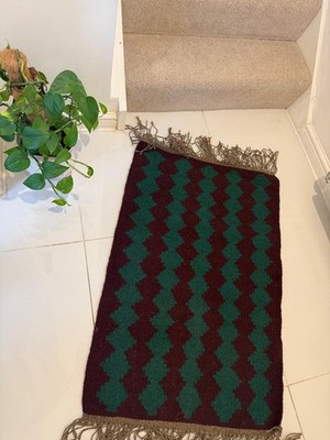 Traditioneller Kelim Vintage Teppich Natur Handgewebt Wolle (99 x 63 cm)