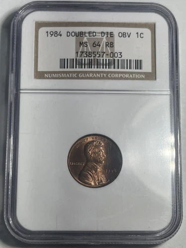 1984 DOUBLED DIE OBVERSE LINCOLN MEMORIAL CENT GRADED NGC MS64RB