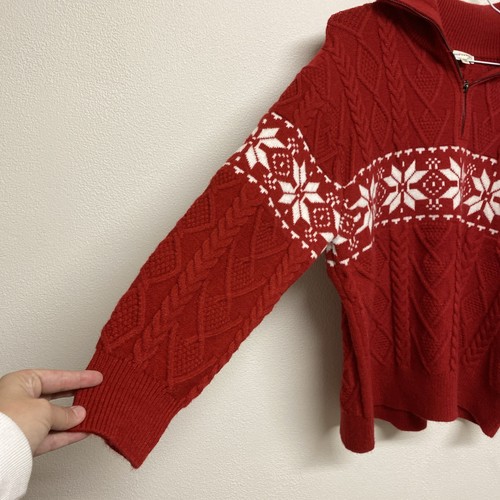 And The Why Snowflake Quarter Zip Sweater Gr. S/M Pullover Winter Urlaub rot - Bild 3 von 9