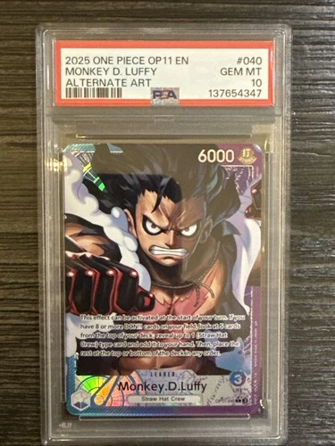 Monkey.D.Luffy OP11-040 Alt Art Leader A Fist of Divine Speed - One Piece PSA 10