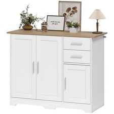 HOMCOM Credenza Buffet con 2 Cassetti e 2 Armadietti Bianco e color Legno