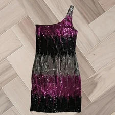 Profile Mini Robe Cocktail Entièrement Ornée de Paillettes Femme Taille Petite 