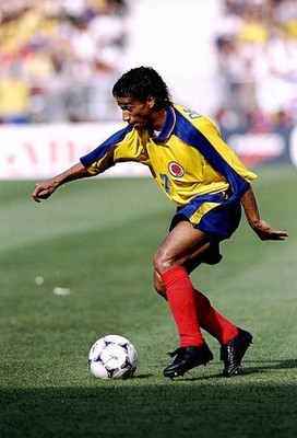 Anthony de Avila of Colombia ball World Cup group G game v Tunisia- Old Photo