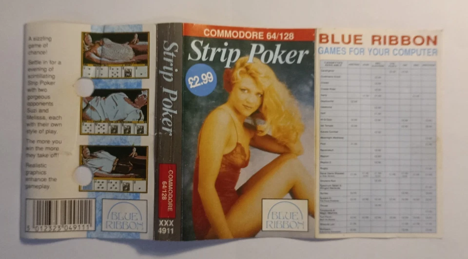 STRIP POKER - Blue Ribbon version - Commodore 64 C64 C128 - TESTED See photos - Image 4 of 4