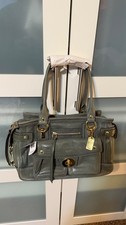 New Rare Vintage Coach Hampton Leather Lindsay Handbag Purse Satchel Grey #12475