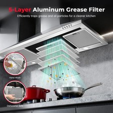 SNDOAS 90cm Cooker Hood, 400m³/h Extractor Fan for Kitchen with Carbon Filters